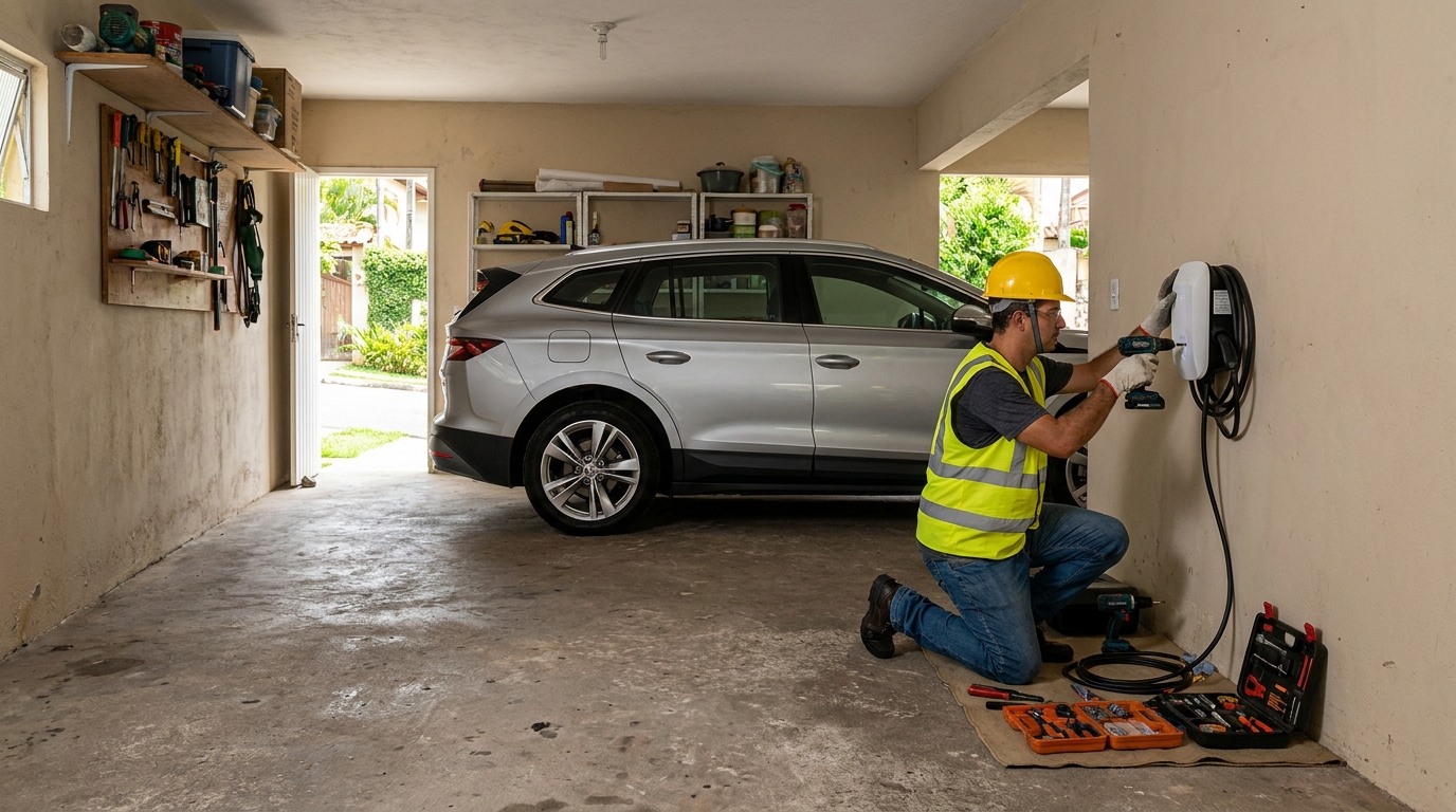 Instalacao de carregador de carro eletrico residencial em Divinópolis‑MG